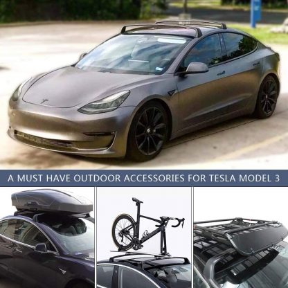 Tesla Model 3 Black Aluminum Roof Rack Lockable 4