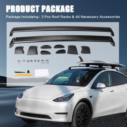 Special Cross Bars For Tesla Model Y Black Aluminum Roof Rack Lockable 7