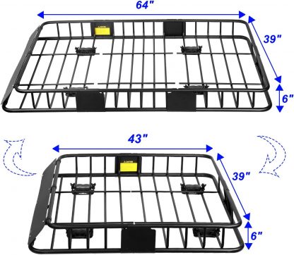 Extra Large Steel Universal Roof Cargo Carrier Basket With Cargo Net 4
