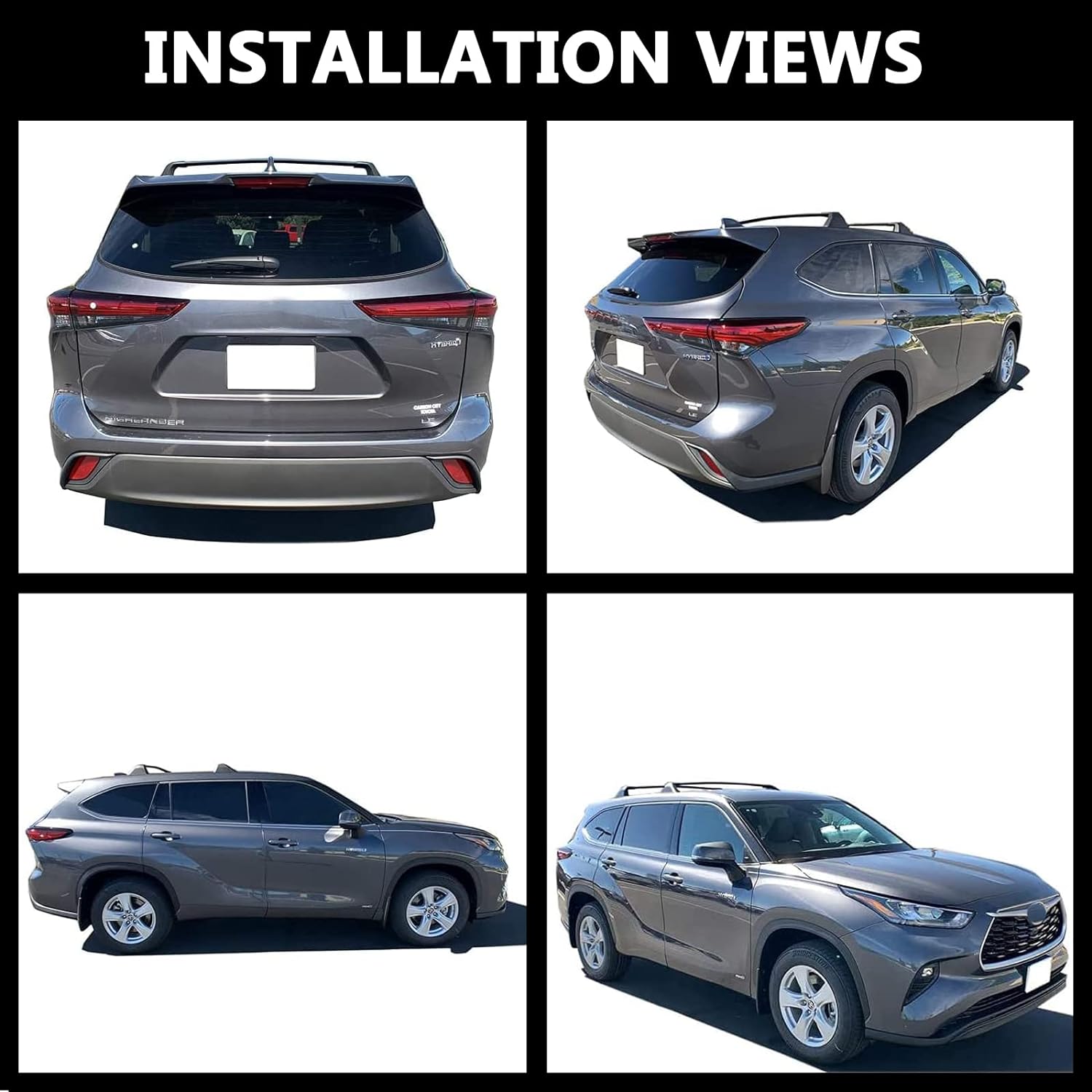 thumbnail image 2 of Adjustable Cross Bar Roof Rail Rack – 2020-2023 Toyota Highlander XLE, Limited, Platinum – 150lb Capacity 2 of 5