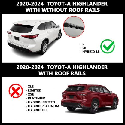 Special Cross Bar for 2020 - 2023 Toyota Highlander L & LE 4